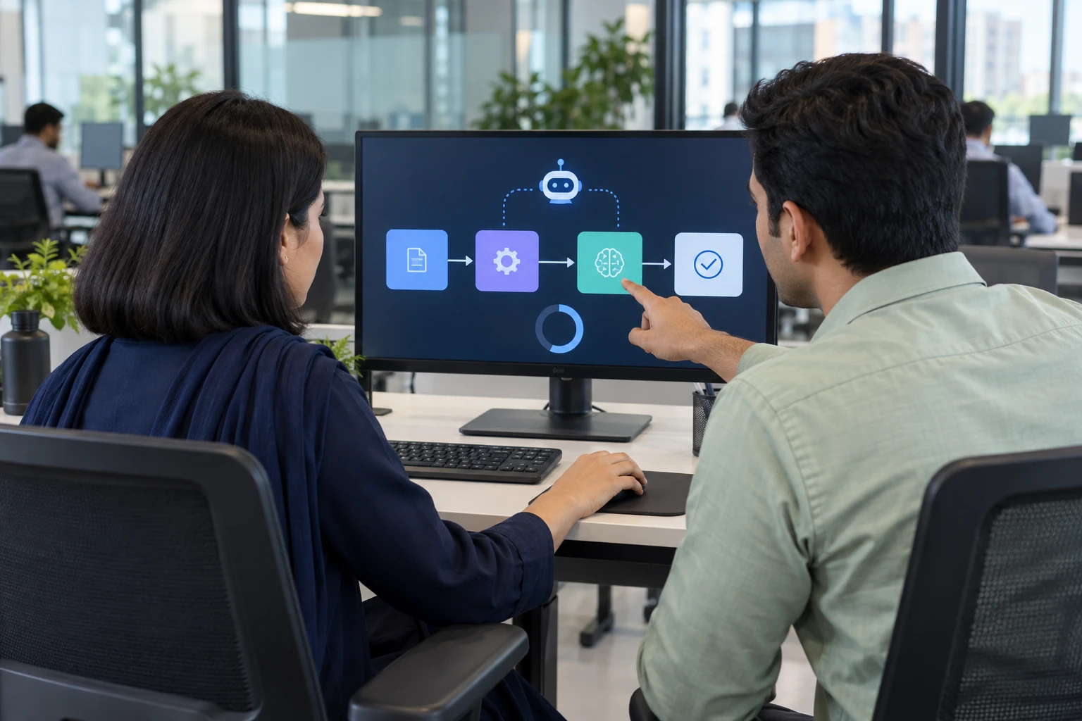 Illustrative scene for: AI Adoption & Productivity in IT Companies